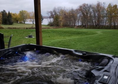 Cottage rental hot tub view of lake